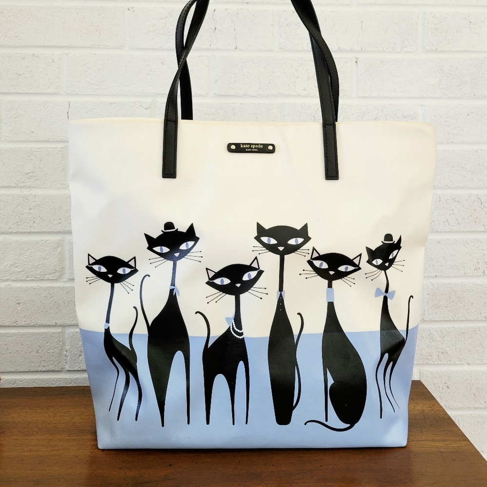 NWOT Kate Spade RARE Jazz Things Up Jazz Cats Bon Shopper Tote Purse Bag